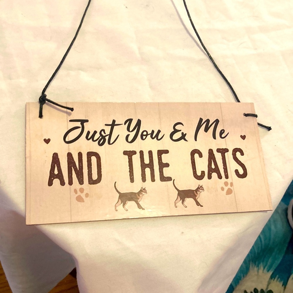 Just Me, You & The Cats wooden sign.​